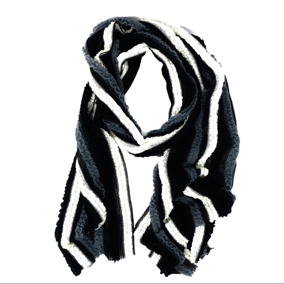 Dana Herbert Textured Scarf Black White Gray - Picture 3 of 8